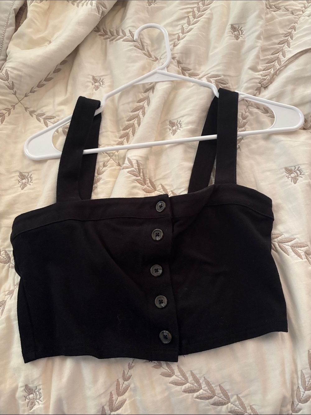 Forever 21 Black Button-Front Cropped Tank